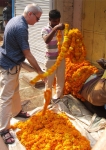 Terry with vendor of Marigold garlands